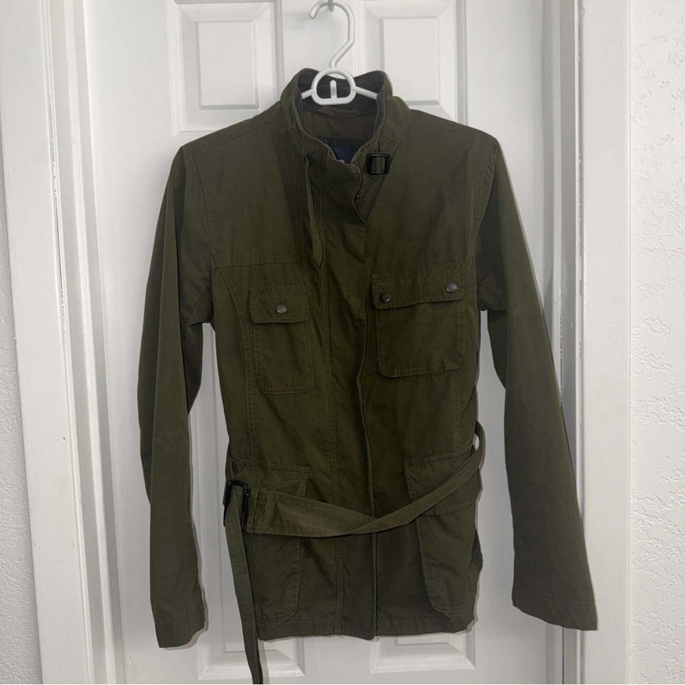 Gap Olive Green Womens Utility Jacket Sz S Flap Pockets Snap Military